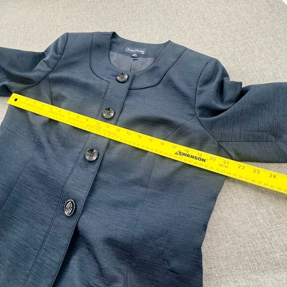 Evan Picone Blazer Navy Blue  16 Petite 3/4th Sleeves‎ Lined buttons Polyester - Picture 4 of 11